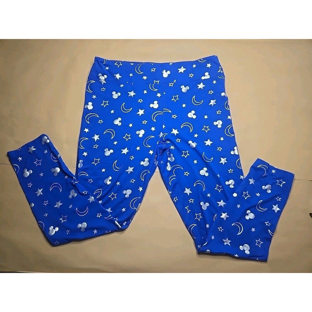 Disney Leggings Large Wishes Come True Blue Moon Stars Mickey Mouse